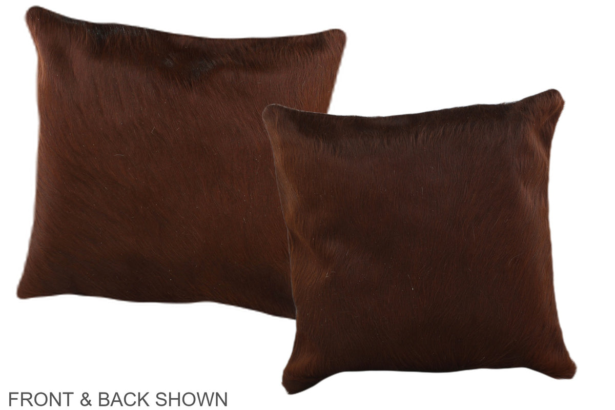 Solid Brown Cowhide Pillow #A35874
