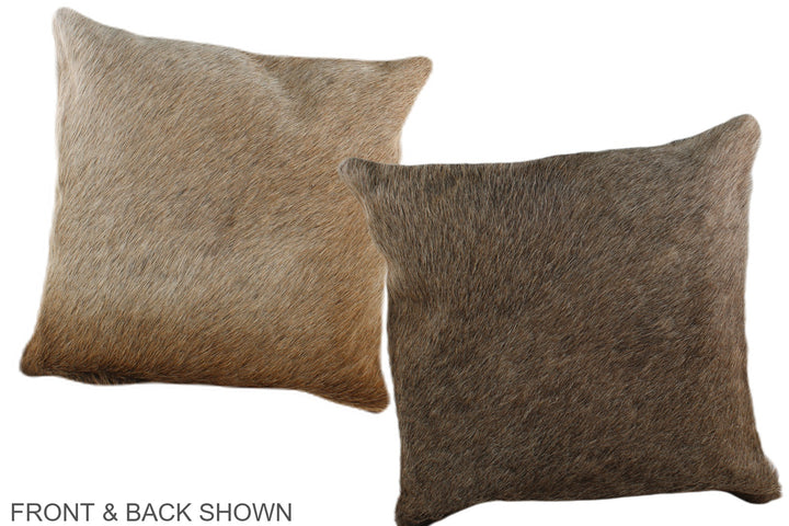 Grey with Beige 16"x16" Brazilian Cowhide Pillow #A35877 by Hudson Hides