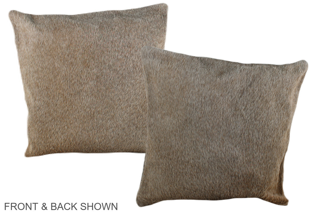 Grey with Beige 16"x16" Brazilian Cowhide Pillow #A35884 by Hudson Hid