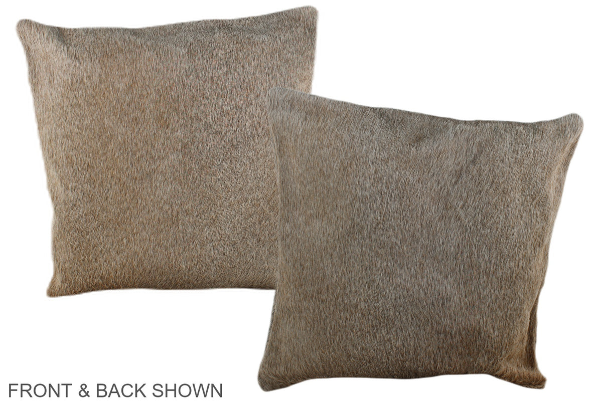 Grey with Beige Cowhide Pillow #A35884