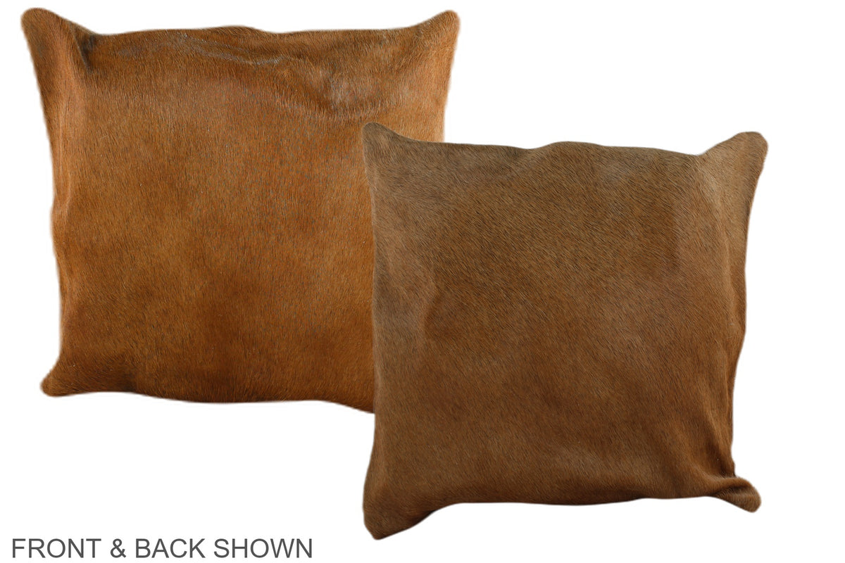 Solid Brown Cowhide Pillow #A35893