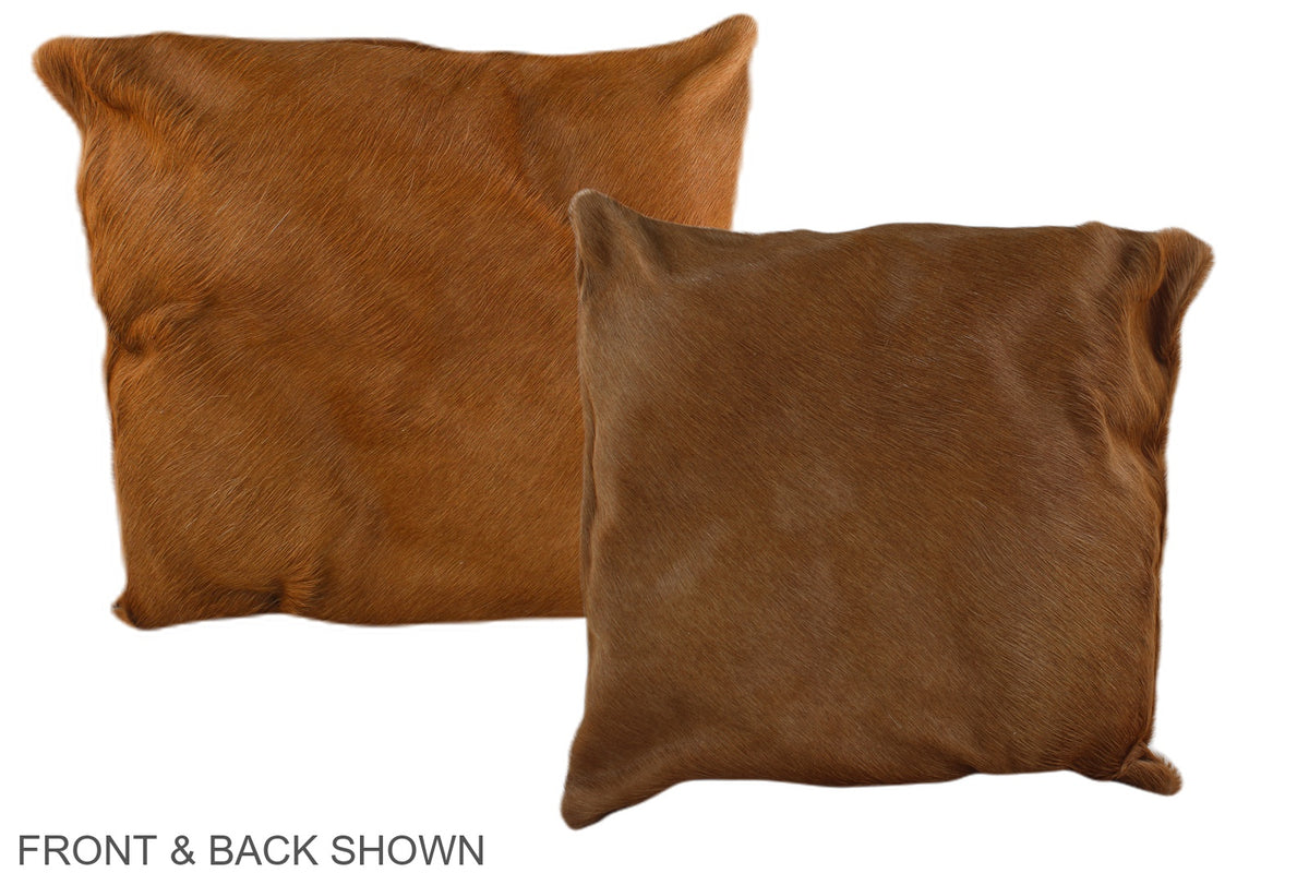 Solid Brown Cowhide Pillow #A35895