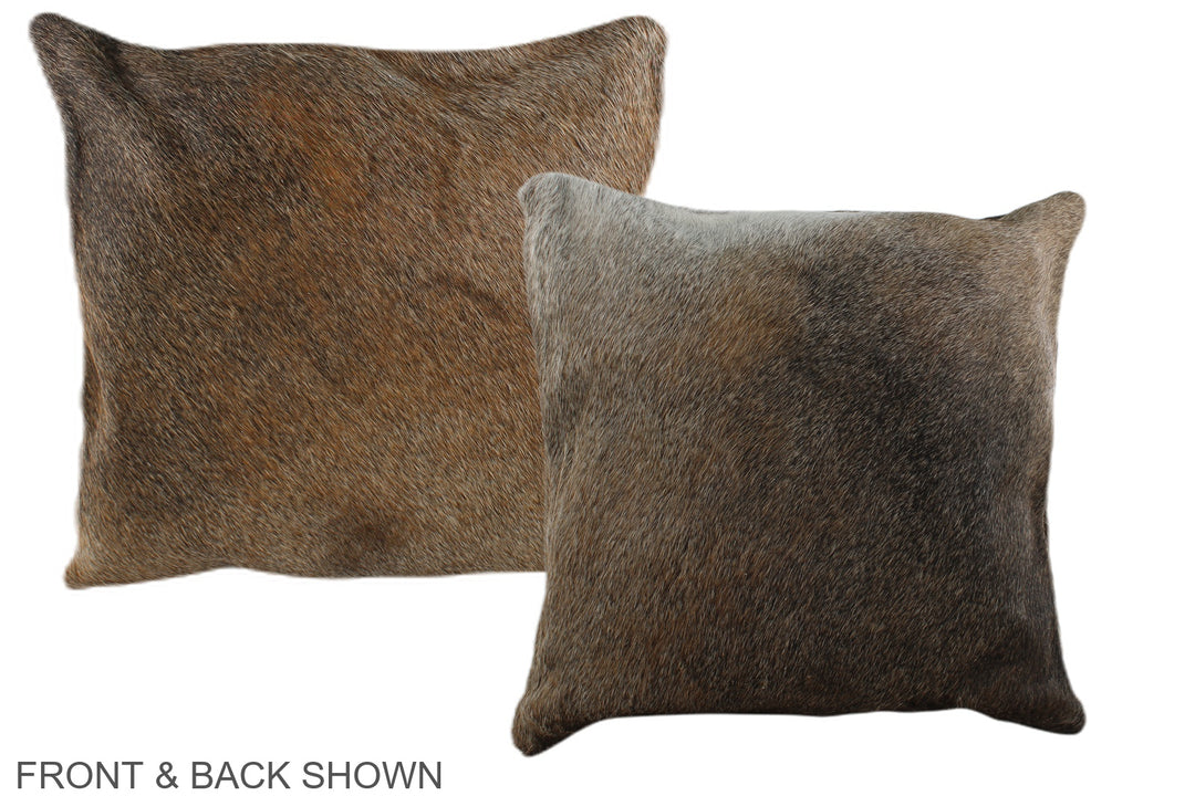 Grey with Beige 16"x16" Brazilian Cowhide Pillow #A35896 by Hudson Hid