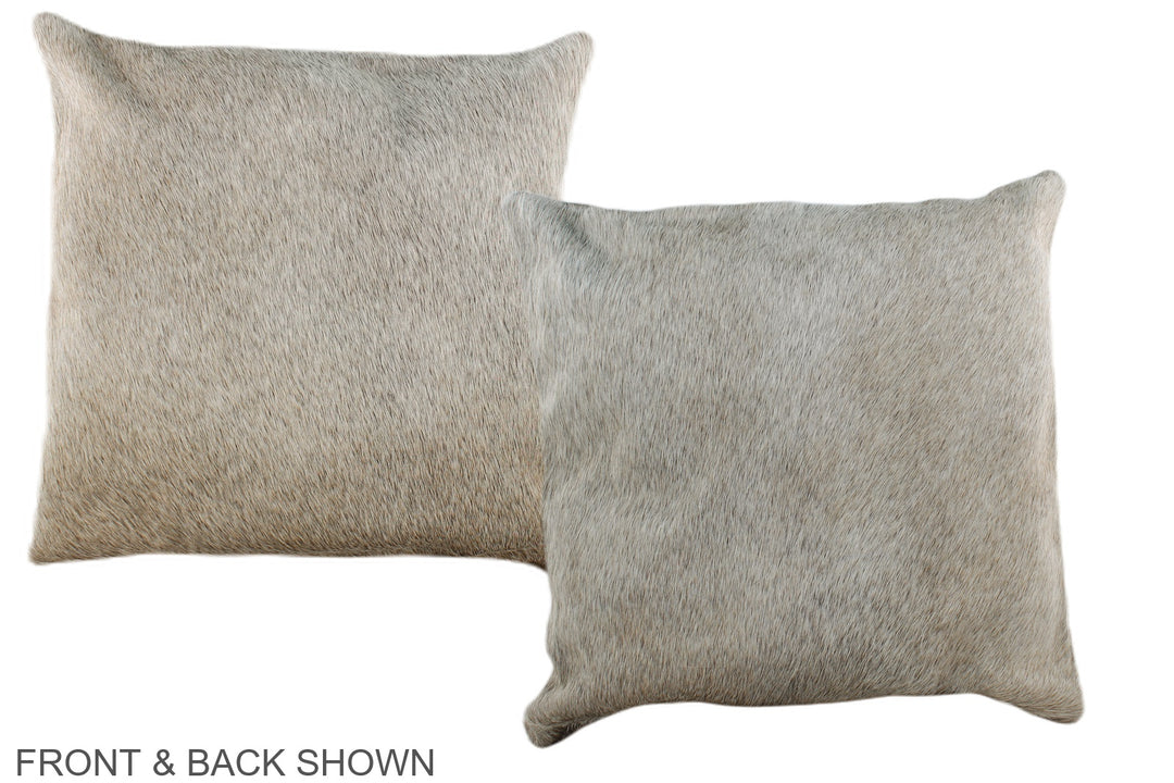 Grey with Beige 16"x16" Brazilian Cowhide Pillow #A35899 by Hudson Hid