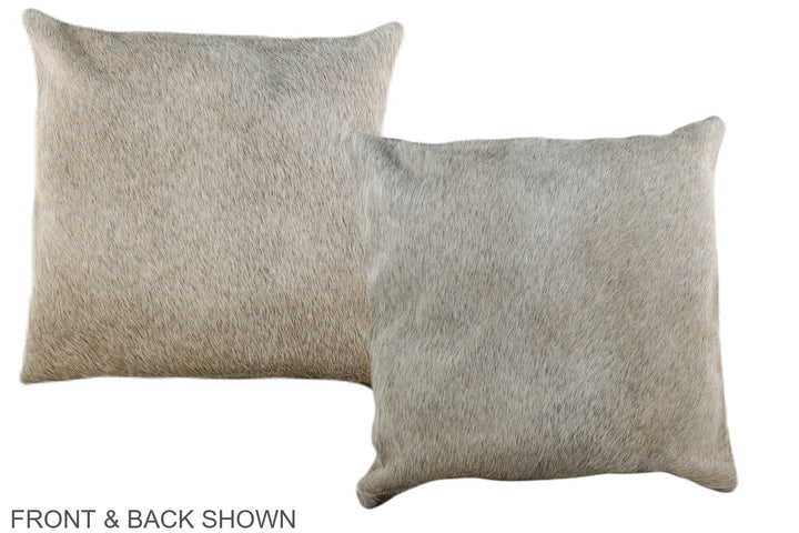 Grey with Beige 16"x16" Brazilian Cowhide Pillow #A35899 by Hudson Hides