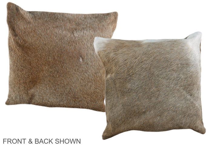 Grey with Beige 16"x16" Brazilian Cowhide Pillow #A35900 by Hudson Hides