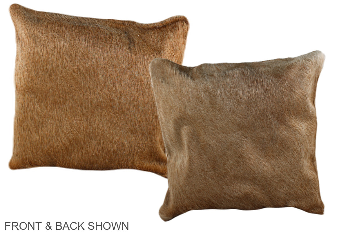 Solid Brown Cowhide Pillow #A35903