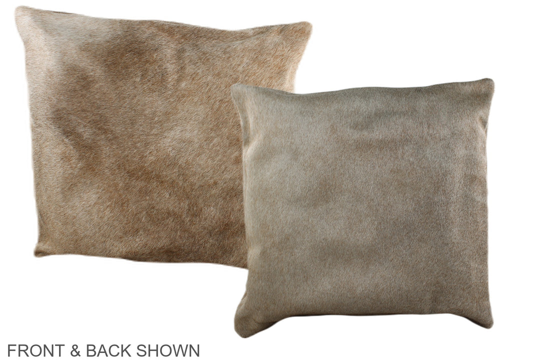 Grey with Beige 16"x16" Brazilian Cowhide Pillow #A35904 by Hudson Hid