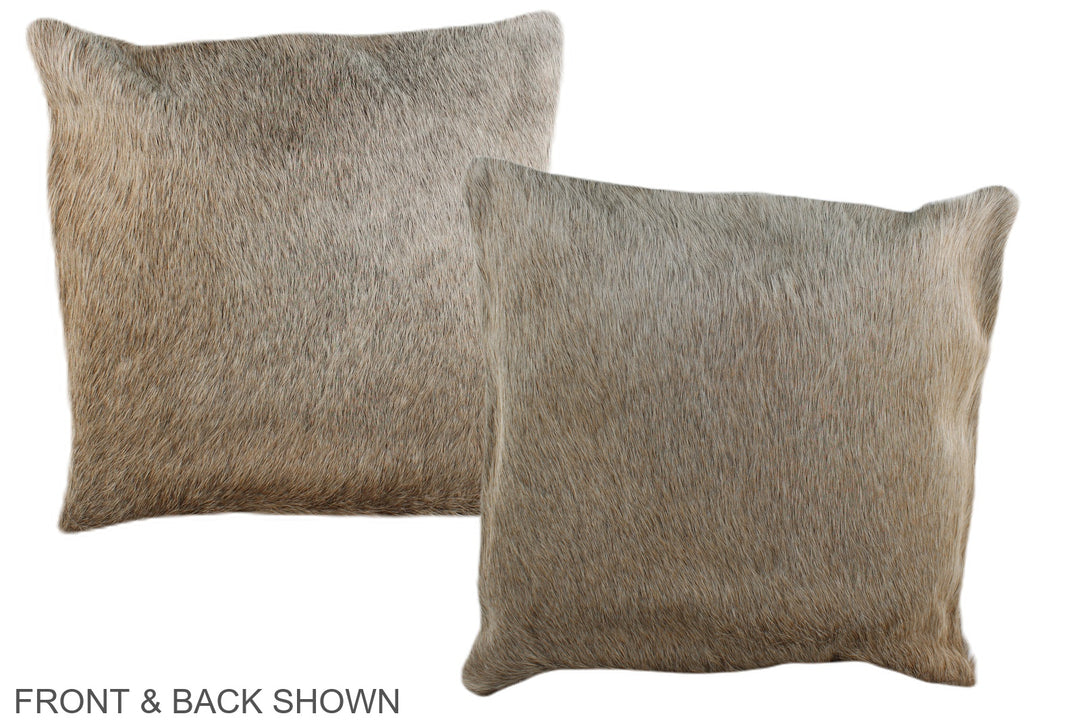 Grey with Beige 16"x16" Brazilian Cowhide Pillow #A35912 by Hudson Hid