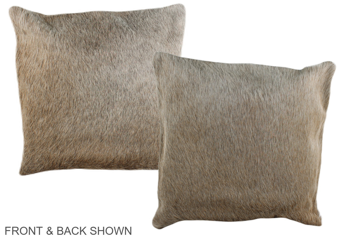 Grey with Beige Cowhide Pillow #A35912
