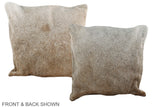 Grey with Beige 16"x16" Brazilian Cowhide Pillow #A35920 by Hudson Hides