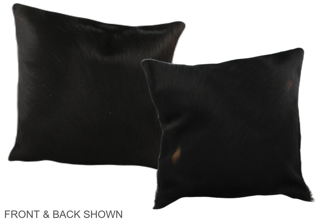 Solid Black 16"x16" Brazilian Cowhide Pillow #A35939 by Hudson Hides
