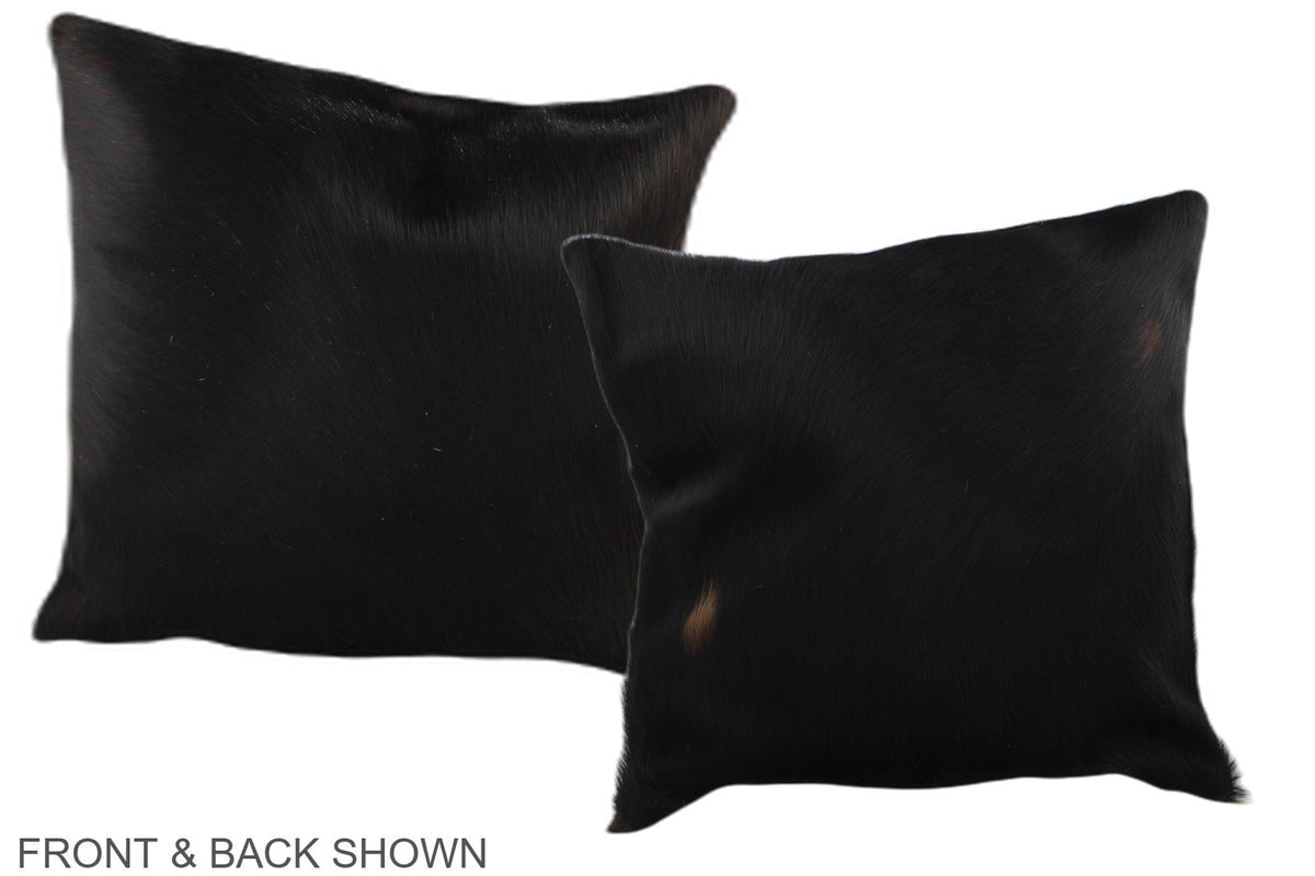 Solid Black Cowhide Pillow #A35939