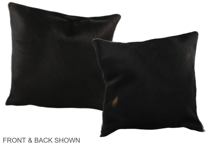 Solid Black 16"x16" Brazilian Cowhide Pillow #A35939 by Hudson Hides