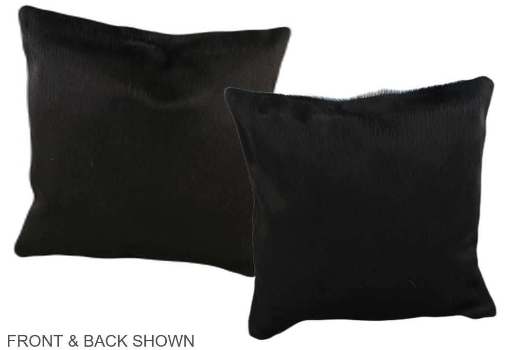 Solid Black 16"x16" Brazilian Cowhide Pillow #A35944 by Hudson Hides