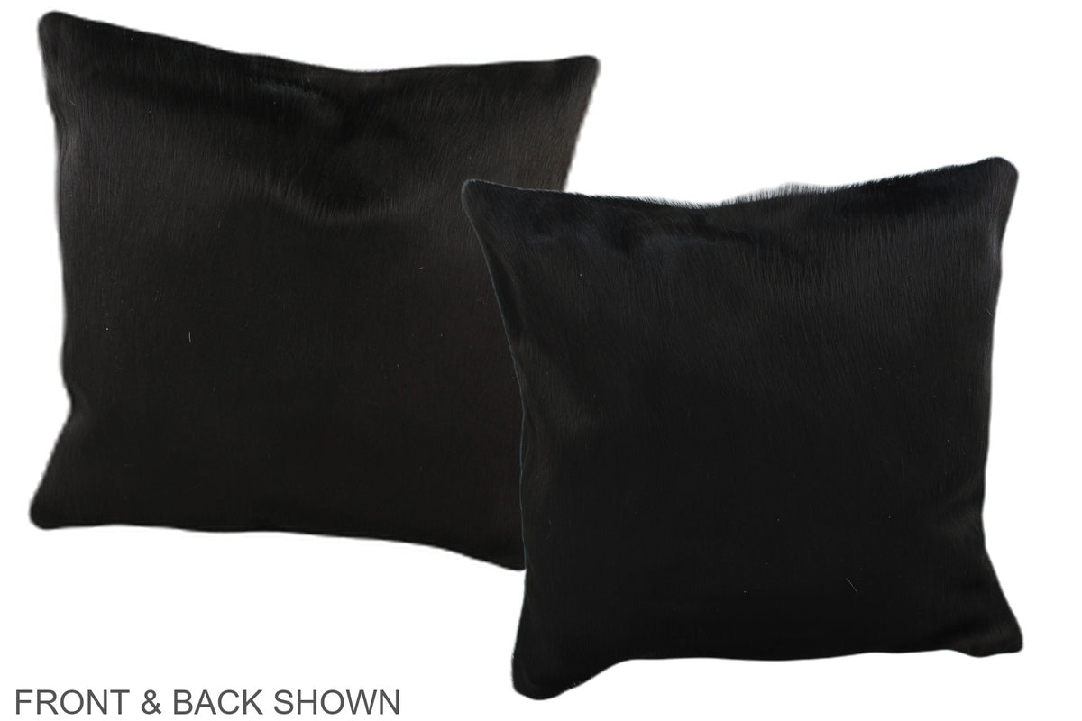 Solid Black Cowhide Pillow #A35944