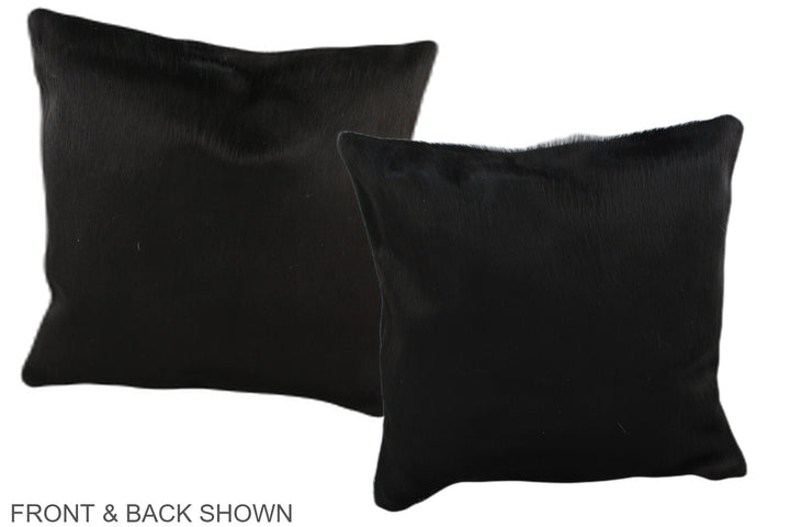 Solid Black 16"x16" Brazilian Cowhide Pillow #A35944 by Hudson Hides