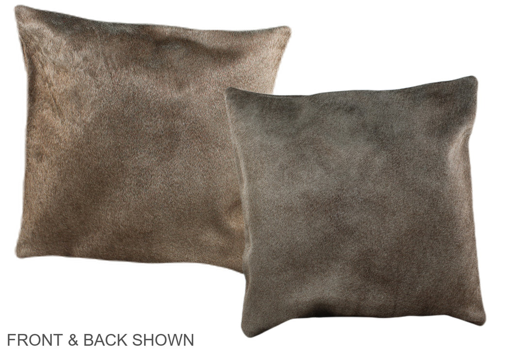 Grey with Beige 16"x16" Brazilian Cowhide Pillow #A35951 by Hudson Hid