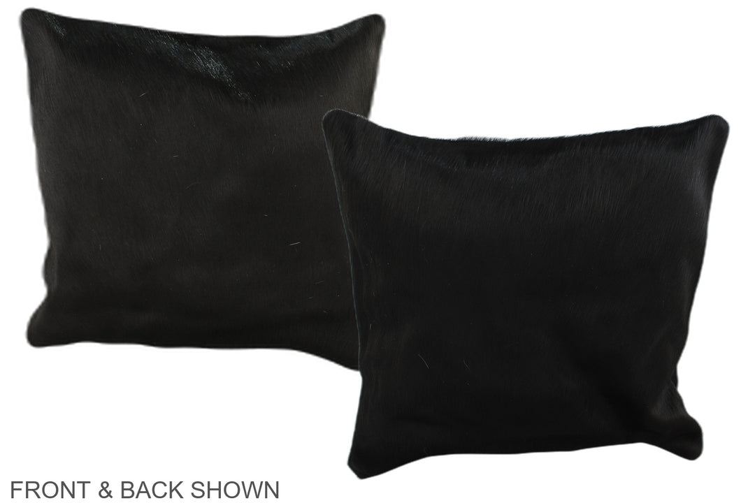 Solid Black 16"x16" Brazilian Cowhide Pillow #A35965 by Hudson Hides