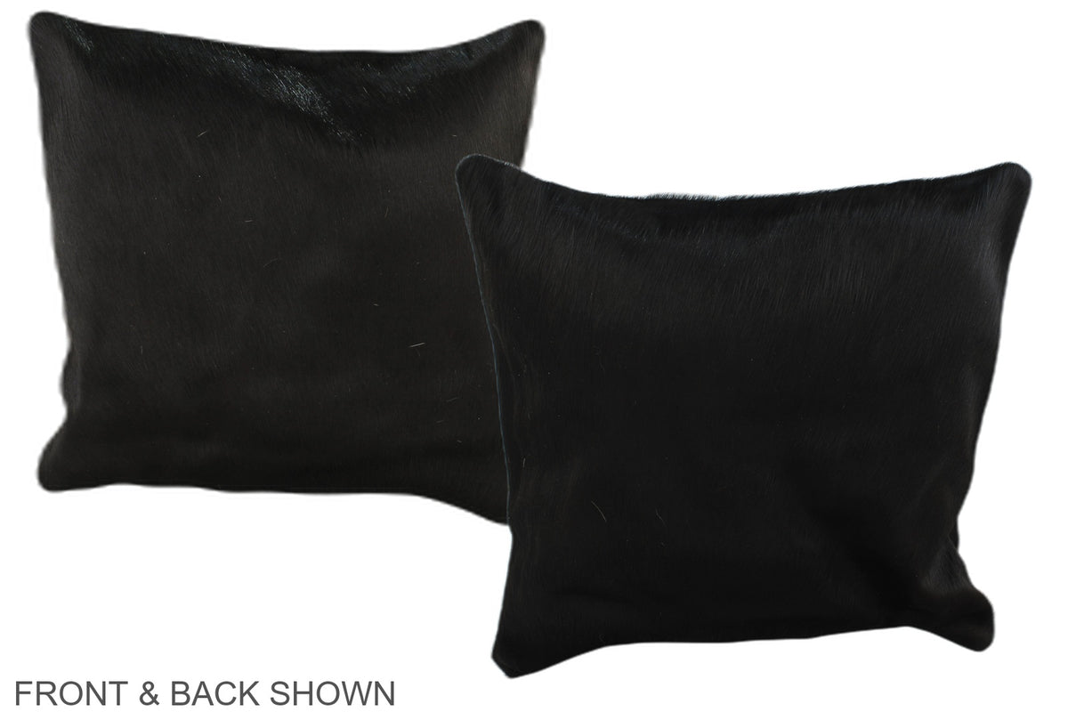 Solid Black Cowhide Pillow #A35965