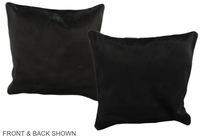 Solid Black 16"x16" Brazilian Cowhide Pillow #A35965 by Hudson Hides