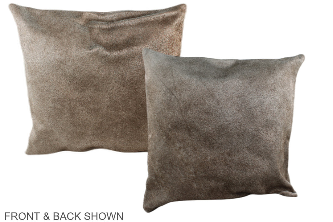Grey with Beige 16"x16" Brazilian Cowhide Pillow #A35984 by Hudson Hid
