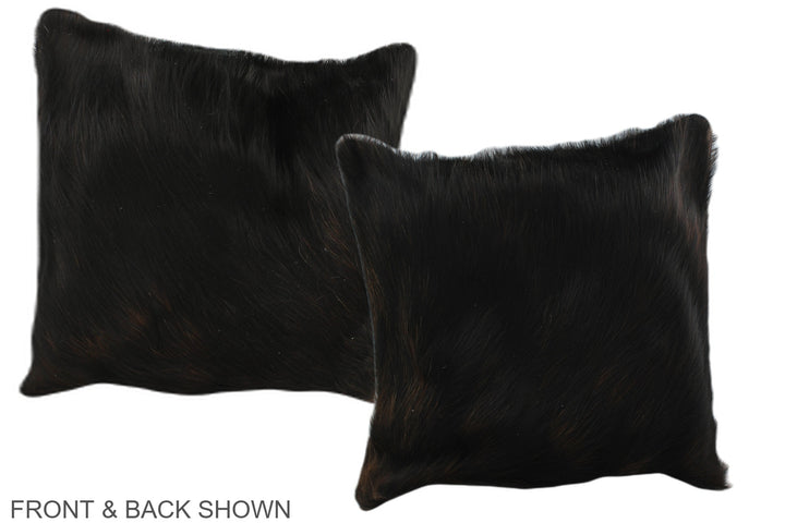 Solid Black 16"x16" Brazilian Cowhide Pillow #A35990 by Hudson Hides