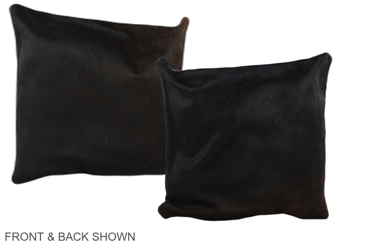 Solid Black Cowhide Pillow #A36018