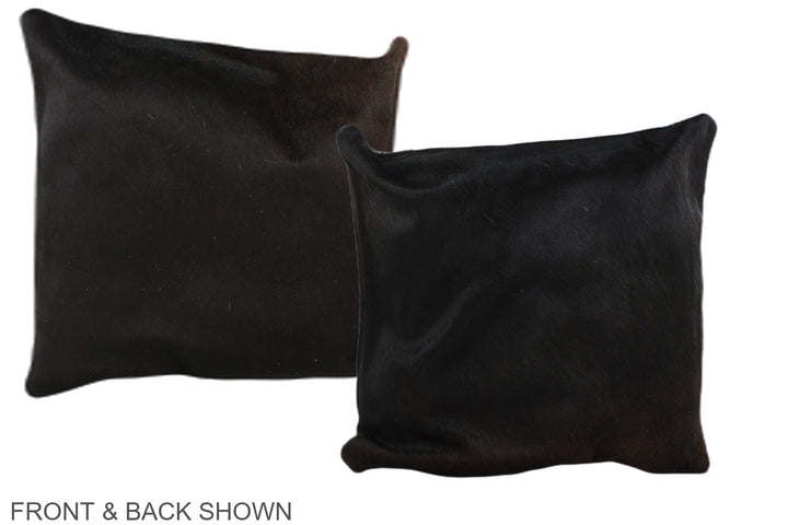 Solid Black 16"x16" Brazilian Cowhide Pillow #A36018 by Hudson Hides