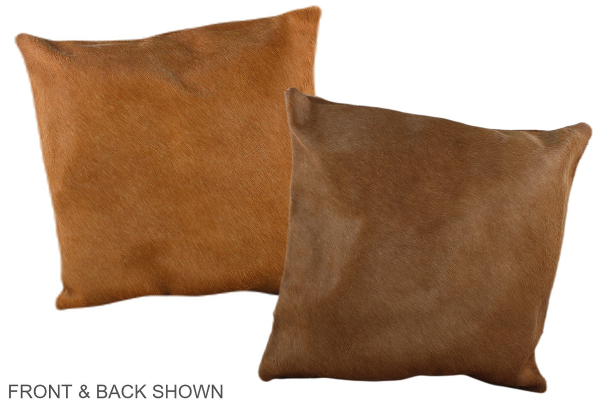 Solid Brown Cowhide Pillow #A36033