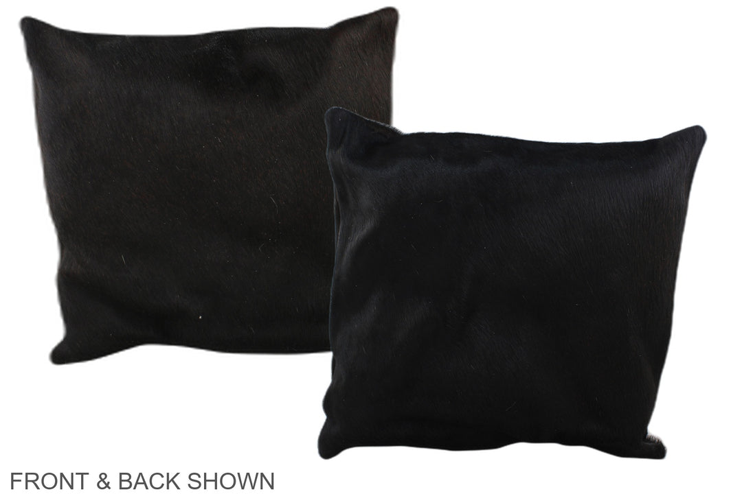 Solid Black 16"x16" Brazilian Cowhide Pillow #A36049 by Hudson Hides
