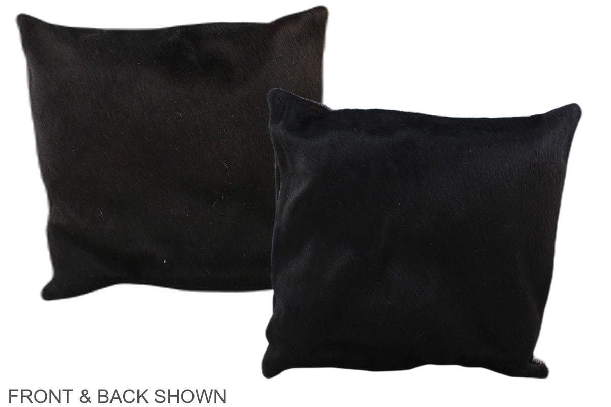 Solid Black Cowhide Pillow #A36049