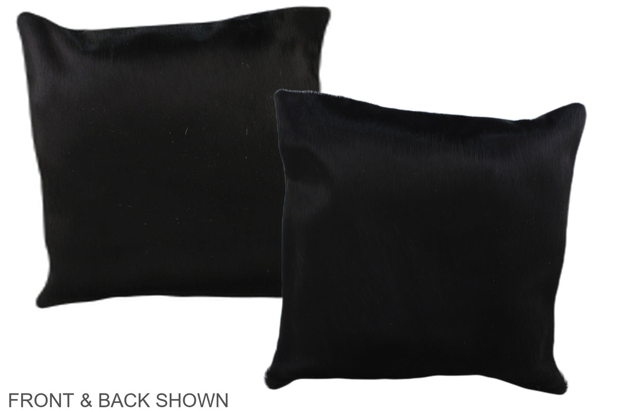 Solid Black Cowhide Pillow #A36051