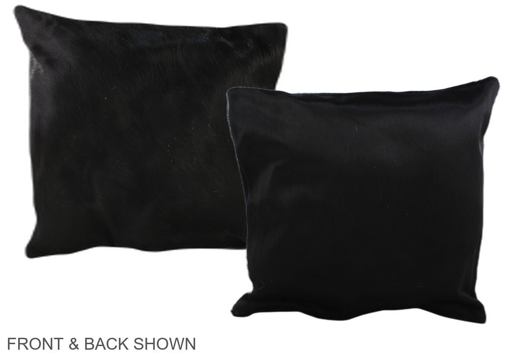 Solid Black 16"x16" Brazilian Cowhide Pillow #A36067 by Hudson Hides