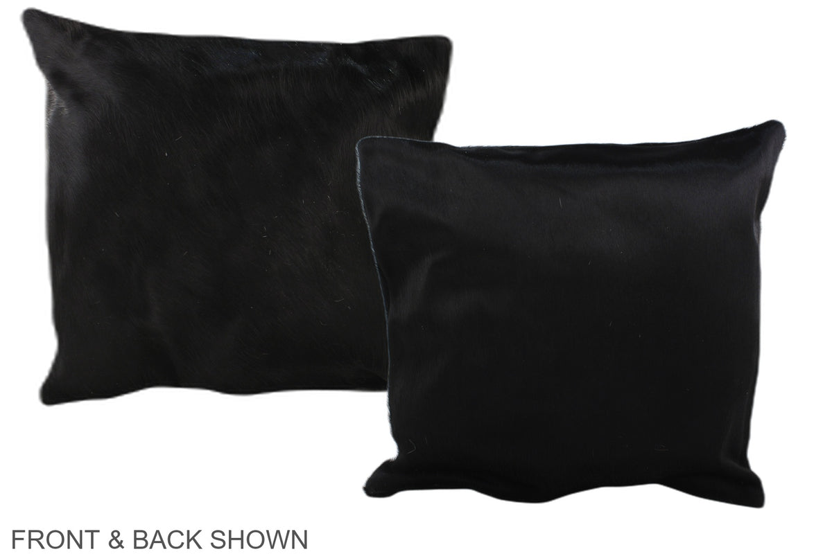 Solid Black Cowhide Pillow #A36067