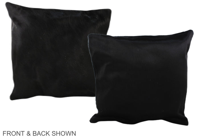 Solid Black 16"x16" Brazilian Cowhide Pillow #A36067 by Hudson Hides