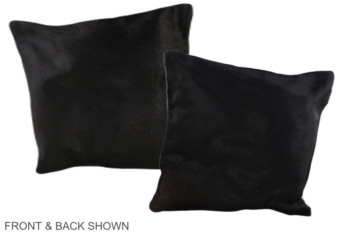 Solid Black Cowhide Pillow #A36073