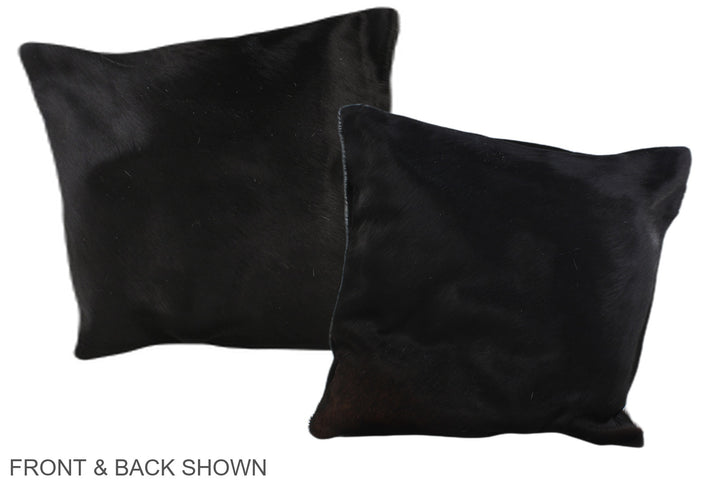 Solid Black 16"x16" Brazilian Cowhide Pillow #A36073 by Hudson Hides