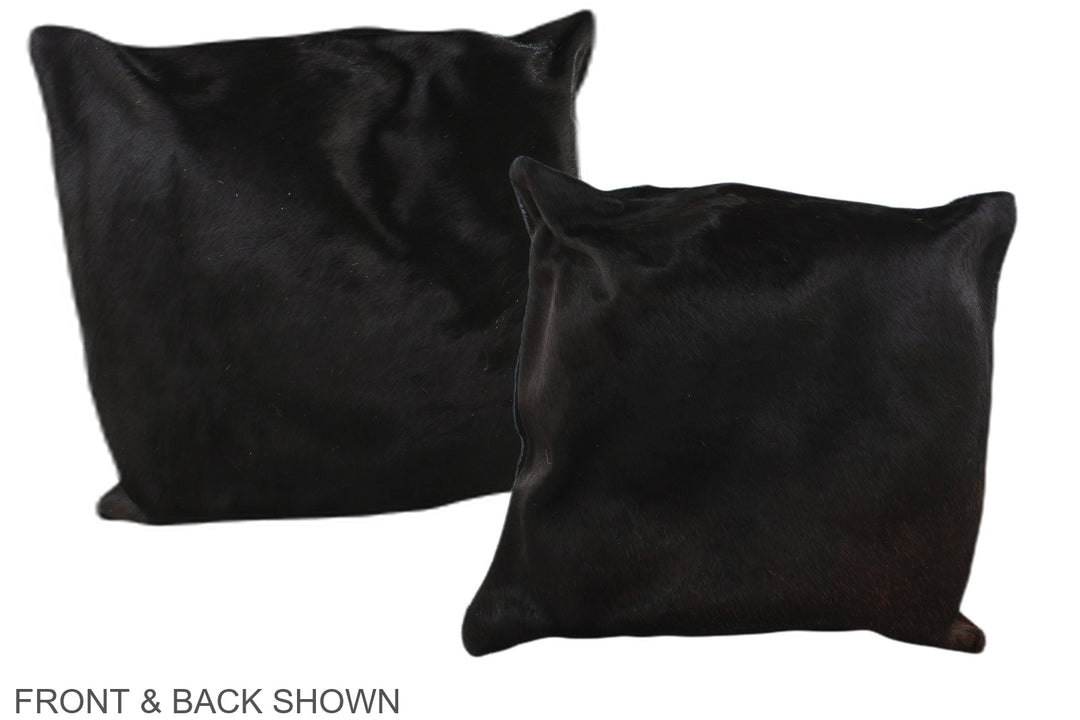 Solid Black 16"x16" Brazilian Cowhide Pillow #A36087 by Hudson Hides