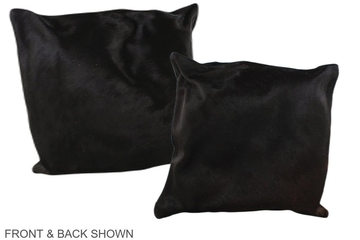 Solid Black Cowhide Pillow #A36087