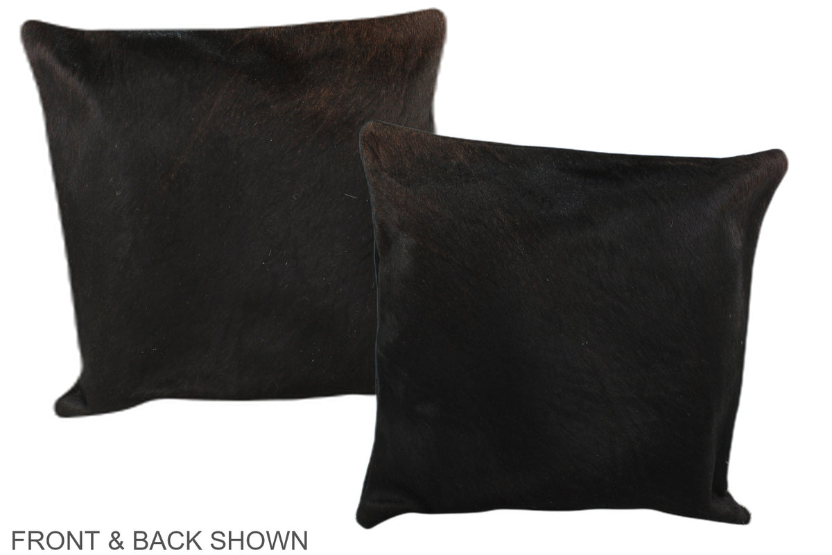 Solid Black Cowhide Pillow #A36091
