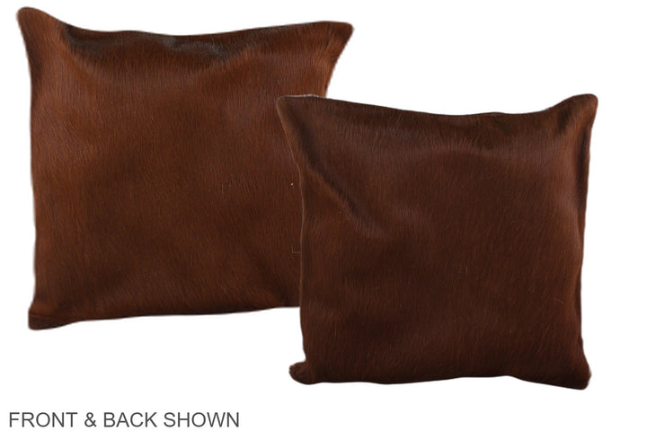 Solid Brown 16"x16" Brazilian Cowhide Pillow #A36097 by Hudson Hides