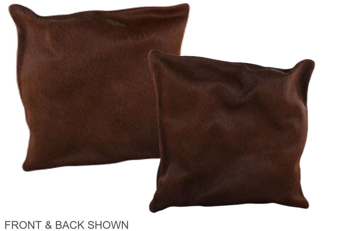 Solid Brown Cowhide Pillow #A36099