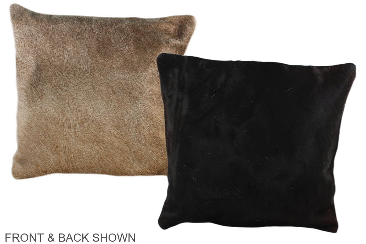 Solid Black Cowhide Pillow #A36107