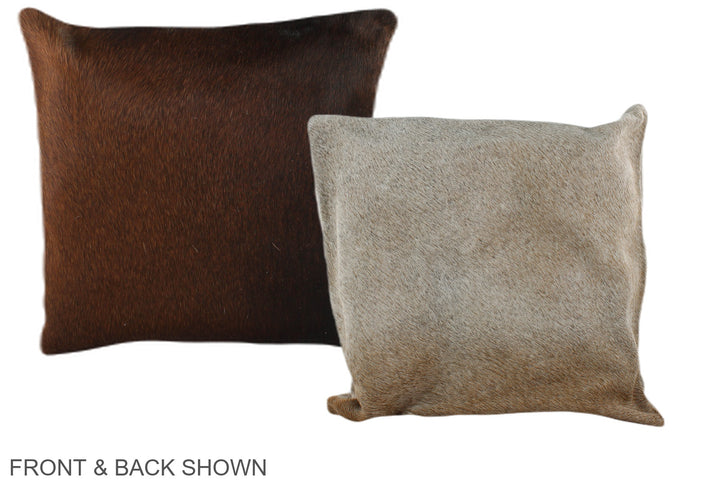 Grey with Beige 16"x16" Brazilian Cowhide Pillow #A36131 by Hudson Hides