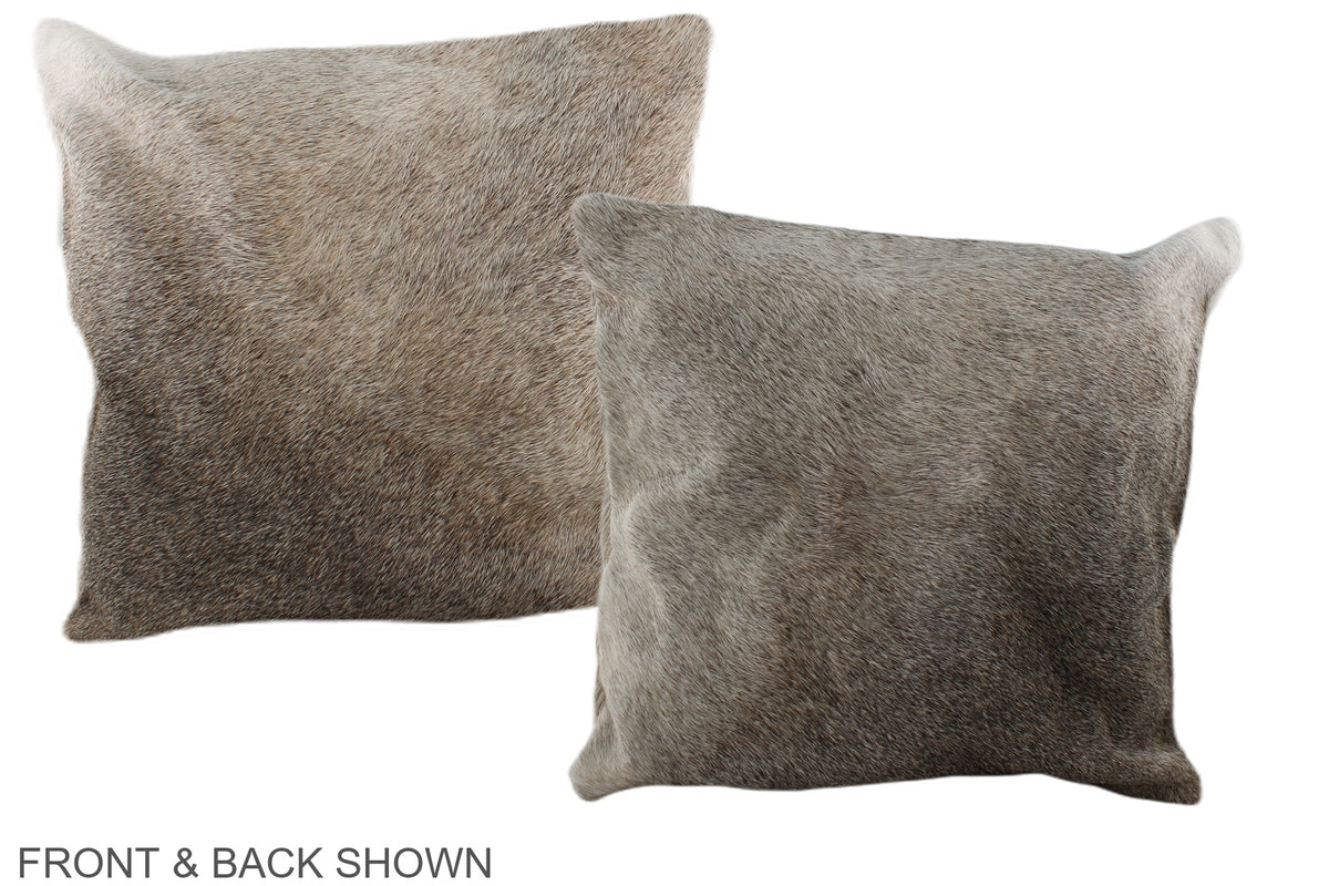 Grey with Beige Cowhide Pillow #A36145