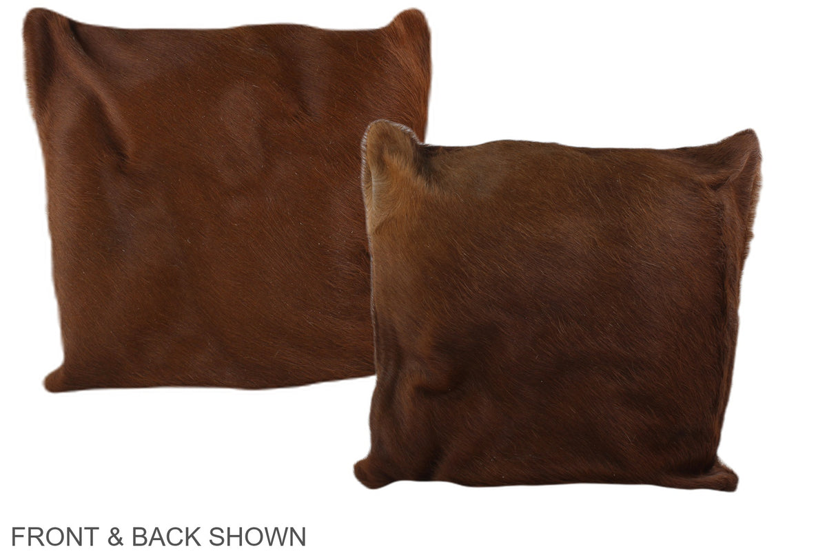 Solid Brown Cowhide Pillow #A36150