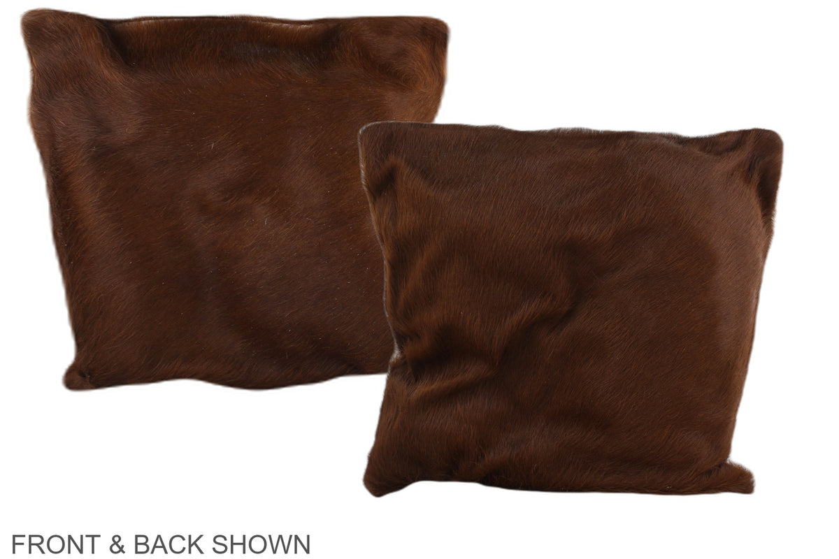 Solid Brown Cowhide Pillow #A36154