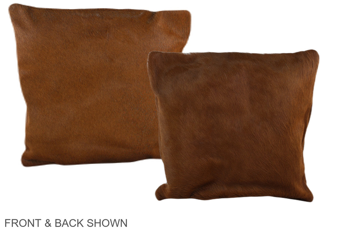 Solid Brown Cowhide Pillow #A36156
