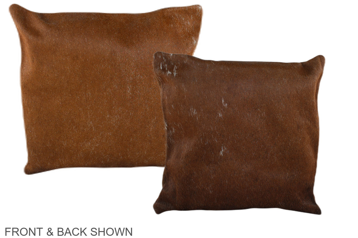Solid Brown Cowhide Pillow #A36164